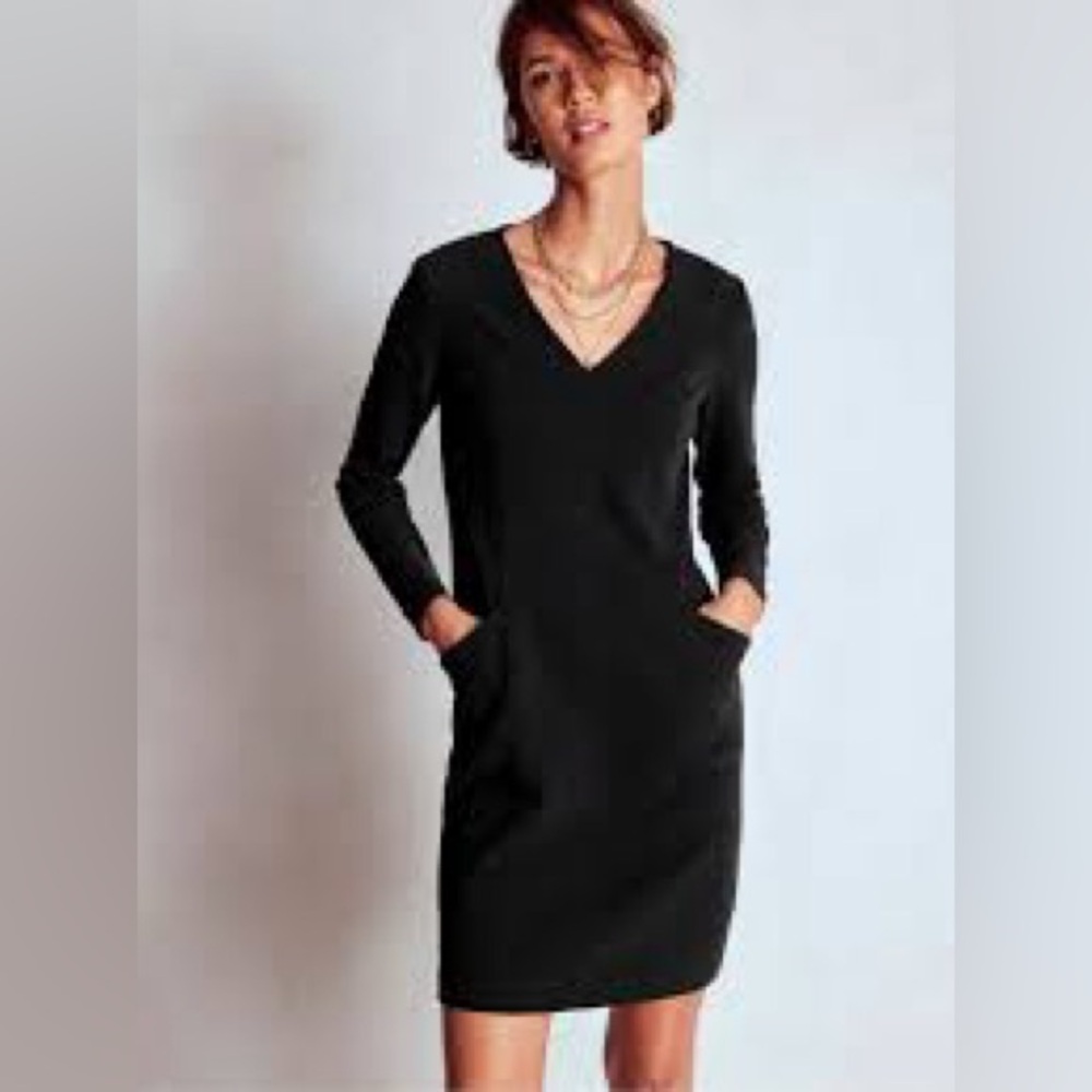 Boden Black Ellen V-Neck Ottoman Dress